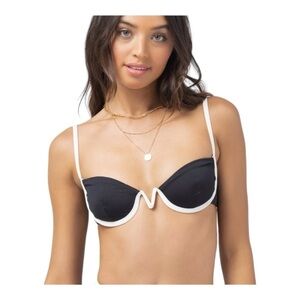 L*Space Nico Bikini Top - Black Cream NWT